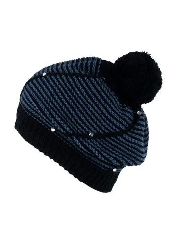 Proužkatá čepice s kamínky modročerná