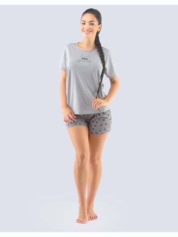 Dámské pyžamo krátké 19124P - šedá černá