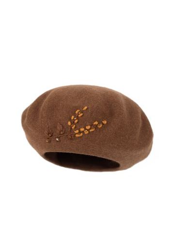 Klasický francouzský baret s anténkou, fialovo-růžový