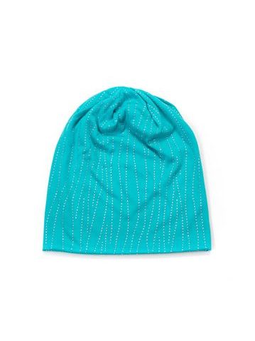 Čepice beanie tyrkysová s kamínky