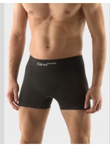 GINA pánské boxerky s delší nohavičkou, delší nohavička, bezešvé, jednobarevné Bamboo PureLine 54004P - černá