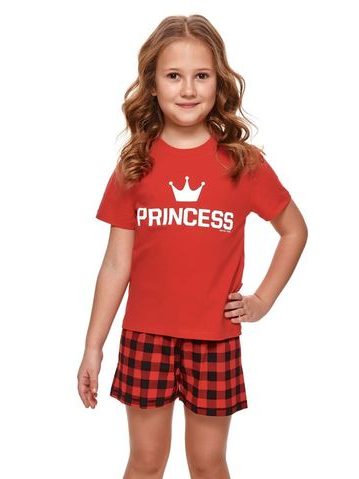 Krátké dívčí pyžamo Princess červené