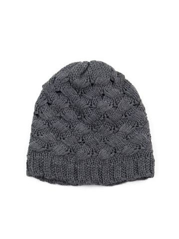 Čepice s průpletem tmavě šedá