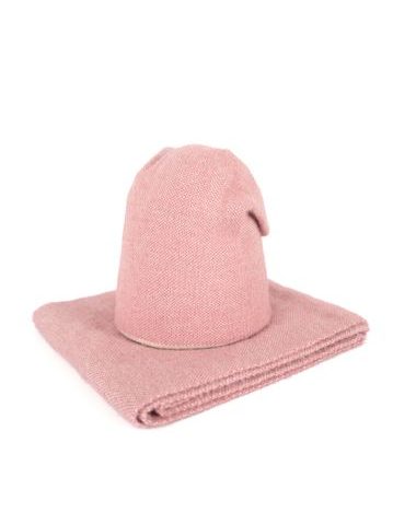 Čepice, šála - růžová