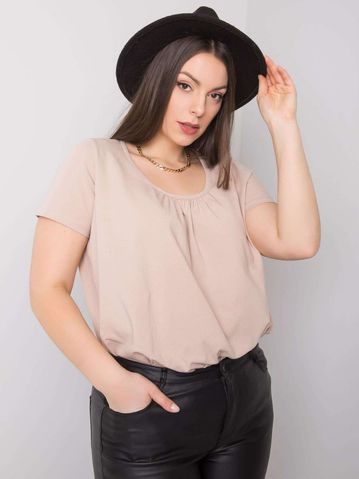Béžová bavlněná halenka plus size