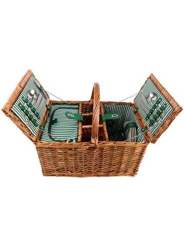 Piknikový koš pro 4 osoby ZQ24-412 - zelené pruhy