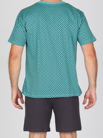 Pánské pyžamo krátké, šité, s potiskem 79190 - měsíc dunaj