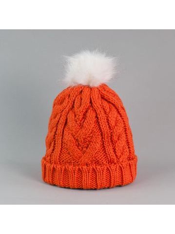 Oranžová čepice s bambulí