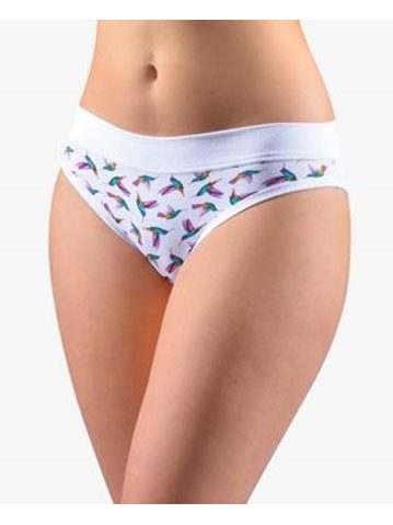 Dámské kalhotky bokové se širokým bokem, širší bok, šité, s potiskem Disco XVII 16171P - bílá fialová