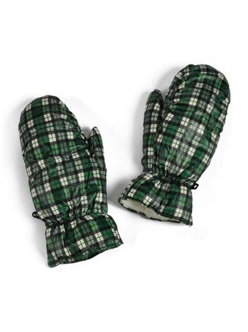 Teplé palčáky kostkované zelené