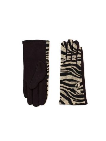 Zebra vlněné rukavice béžové