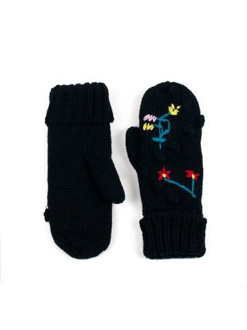 Černé rukavice s výšivkou