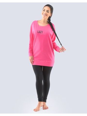 Dámské pyžamo dlouhé 19127P - purpurová černá