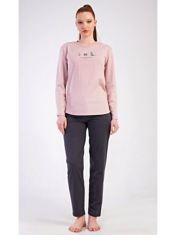 Dámské pyžamo dlouhé Morning - pudrová