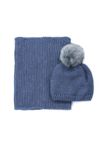 Čepice s bambulí a tunel - světlemodrá