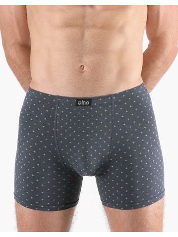 Pánské boxerky s delší nohavičkou nadměrné, šité, s potiskem 74175 - tm. šedá aqua