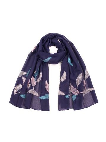 Šátek s lístky modrý
