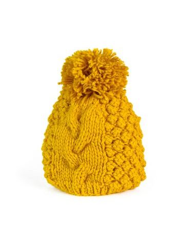 Pletený zimní kulich hořčicový