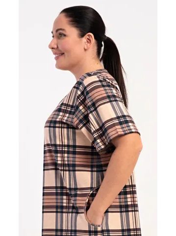 Dámské domácí šaty s krátkým rukávem Nora - hnědá
