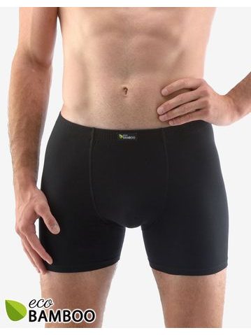 Pánské boxerky s delší nohavičkou, delší nohavička, šité, jednobarevné Eco Bamboo 74159P - černá