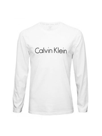 Pánské tričko CALVIN KLEIN s dlouhým rukávem bílé