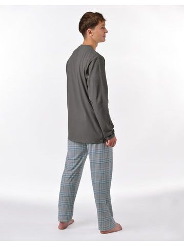 Pánské pyžamo krátké, šité, s potiskem 79190 - sv. šedá tm. šedá