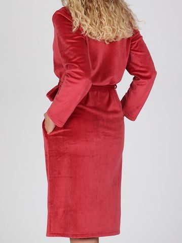 Dámský dlouhý hřejivý župan s kapucí a se zipem SIENA vínová