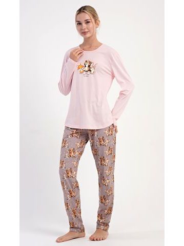 Dámské pyžamo dlouhé Olivia - světle lososová