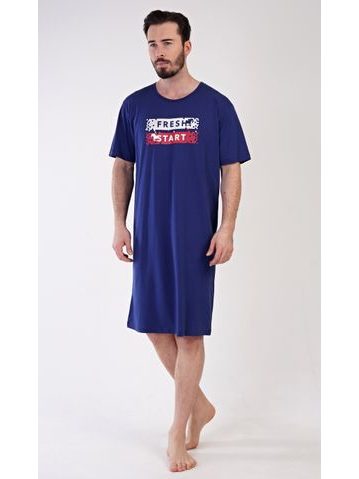 Pánská noční košile s krátkým rukávem Méďa na kole - šedá