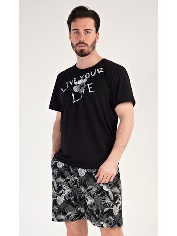 Pánské pyžamo šortky Live your life - černá