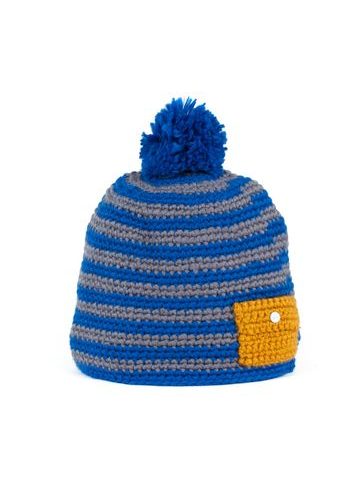 Ručně pletená čepice s kapsou modrá