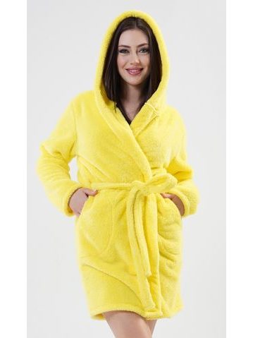 Dámský župan krátký s kapucí Citron - žlutá