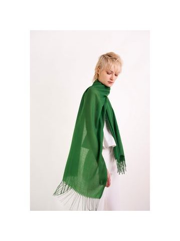 Dámský hladký šál s krajkou s oranžovými proužky