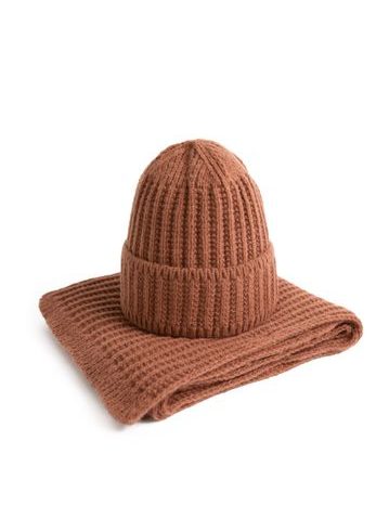 Čepice a šála - rezavá