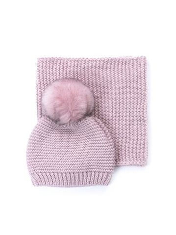 Sada dětské čepice s nákrčníkem růžová