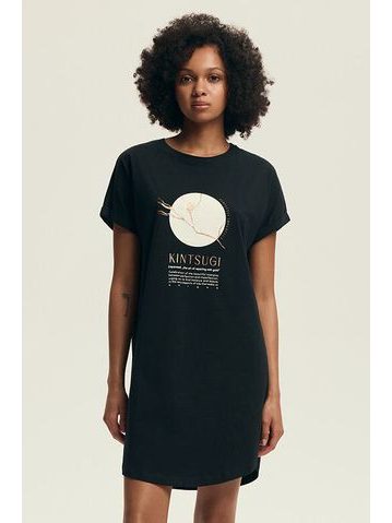 Bavlněná dámská košilka Dairoku Japanese - černá