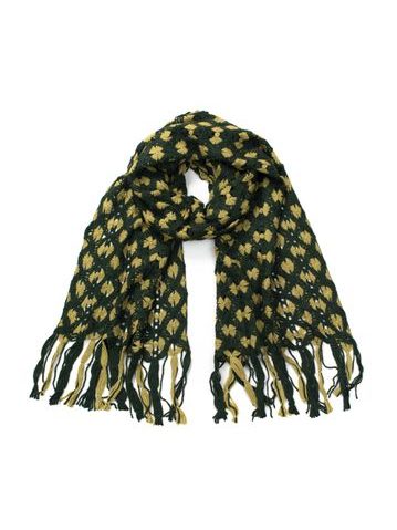 Tmavězelená šála s vlněnými luky