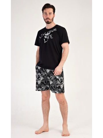 Pánské pyžamo šortky Live your life - černá