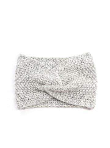 Podzimní pletená čelenka světle šedá