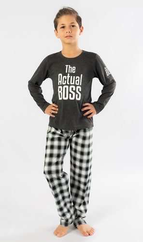Dětské pyžamo dlouhé Actual boss - chlapecké - tmavě šedá