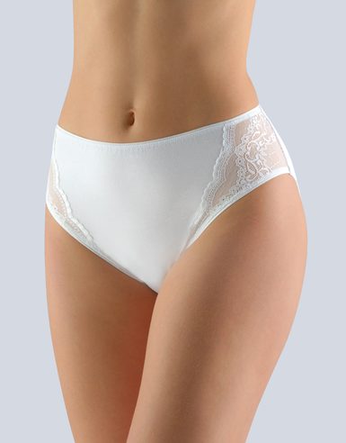 GINA dámské kalhotky klasické, širší bok, šité, s potiskem Delicate 10215P - bílá
