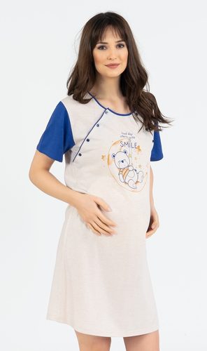 Dámská noční košile mateřská Méďa Smile - modrá