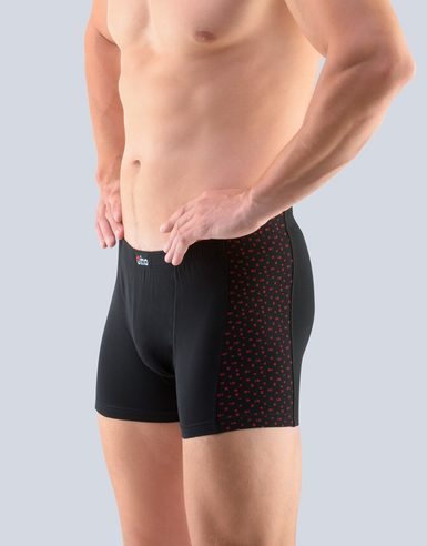 GINA pánské boxerky s kratší nohavičkou, kratší nohavička, šité, s potiskem 73103P - černá červená