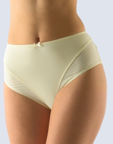 GINA dámské kalhotky klasické ve větších velikostech, větší velikosti, šité, jednobarevné 11053P - žlutobílá