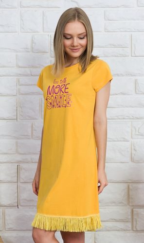 Dámská noční košile s krátkým rukávem More smile - žlutá