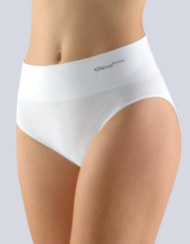 GINA dámské kalhotky klasické se širokým bokem, širší bok, bezešvé, jednobarevné Bamboo PureLine 00035P - bílá