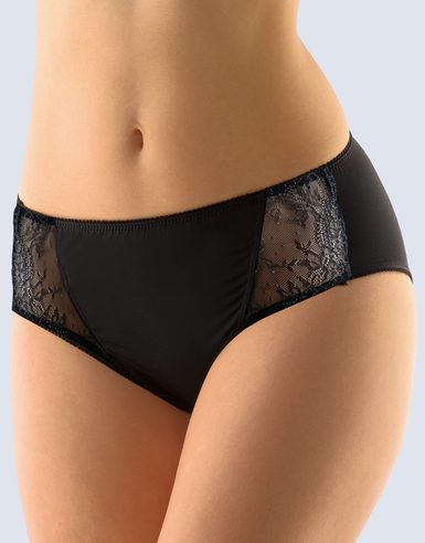 GINA dámské kalhotky klasické vyšší se širokým bokem, šité, s krajkou, jednobarevné La Femme 2 10212P - písková