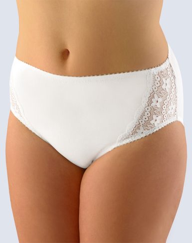GINA dámské kalhotky klasické ve větších velikostech, větší velikosti, šité, s krajkou, jednobarevné 11055P - bílá