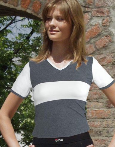 GINA dámské tričko s krátkým rukávem, krátký rukáv, šité 98014P - tm. šedá písková