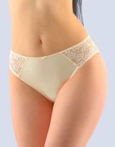 GINA dámské kalhotky klasické, širší bok, šité, s krajkou, jednobarevné 10221P - bílá